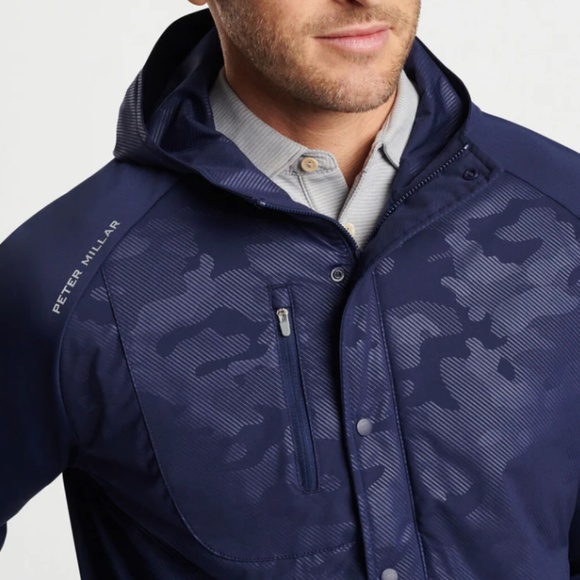 Peter Millar Men's Medium Navy Pursuit Half Snap Hoodie MSRP $245